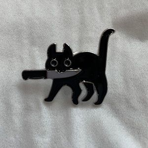 Cute black cat enamel pin